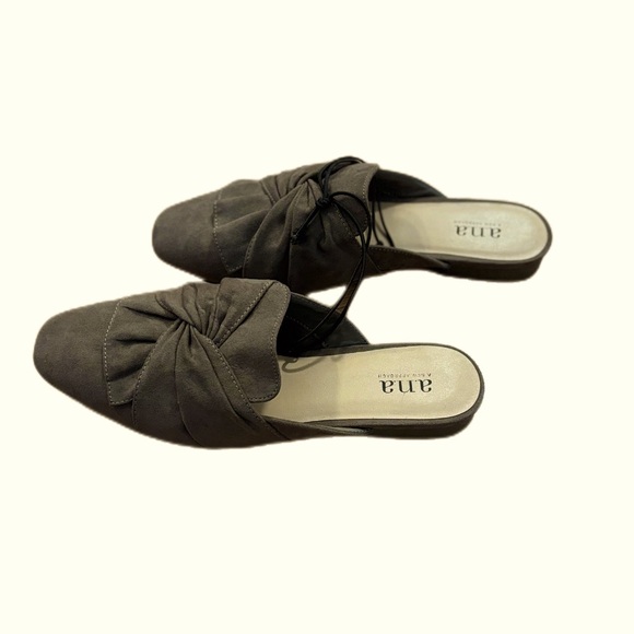 Ladies Faux Suede Taupe Mule Flats by a.n.a - Picture 3 of 7